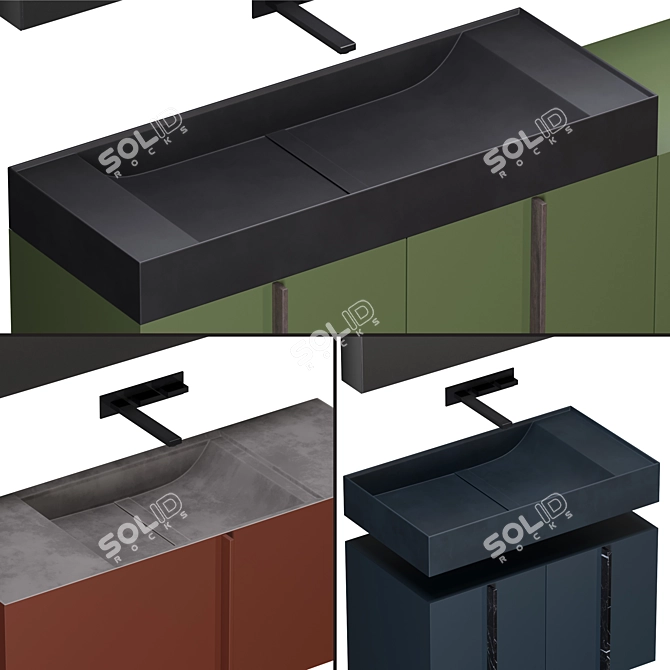 Modern Paral 3 Bathroom Set 3D model image 4