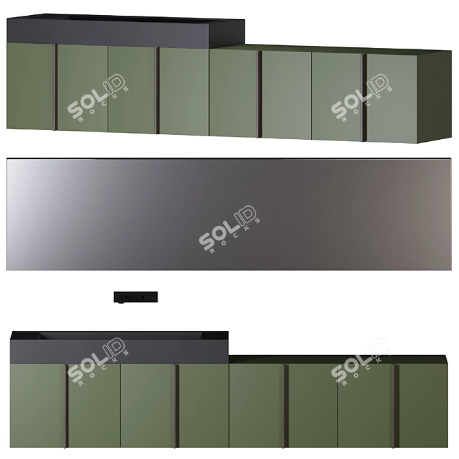 Modern Paral 3 Bathroom Set 3D model image 6