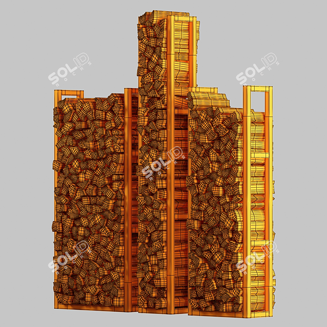 Rustic Firewood Decor Set 3D model image 1