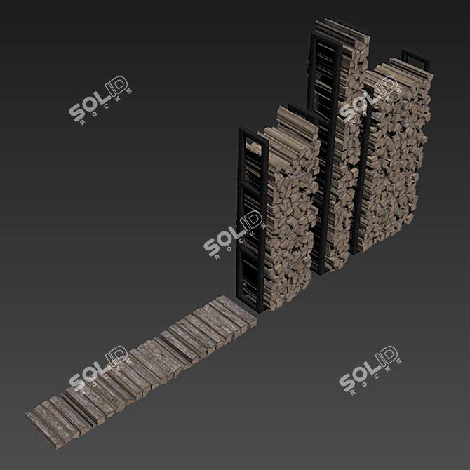 Rustic Firewood Decor Set 3D model image 6