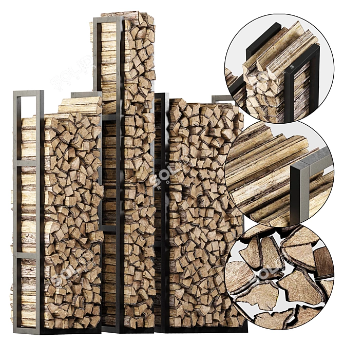 Rustic Firewood Decor Set 3D model image 7