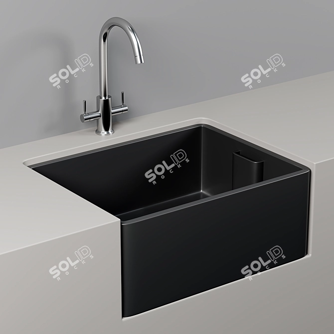 Elegant Rangemaster Black Ceramic Sink. 3D model image 1