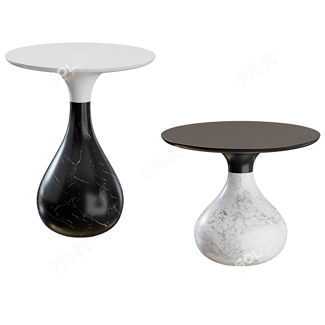 Modern Aqua Side Table Duo 3D model image 4