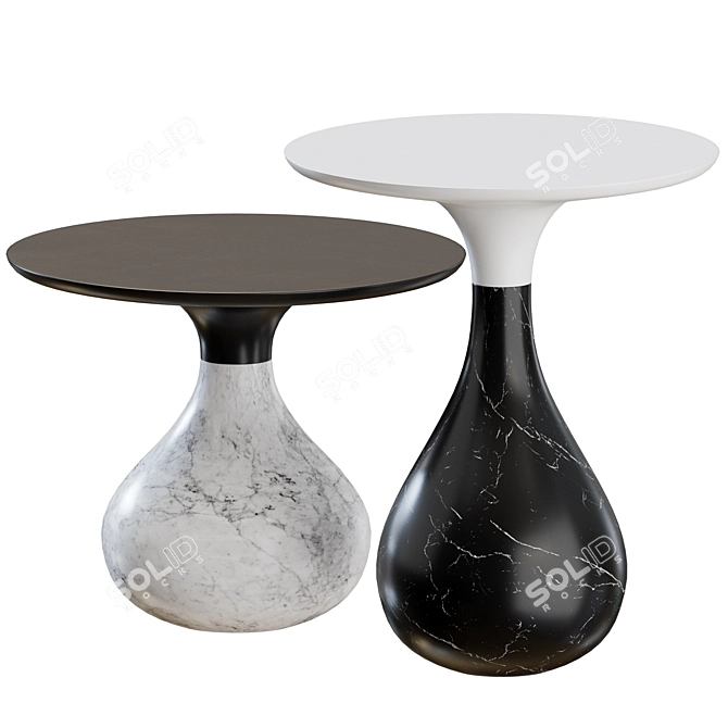 Modern Aqua Side Table Duo 3D model image 8