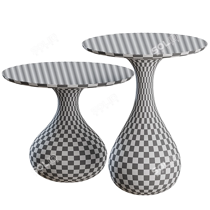 Modern Aqua Side Table Duo 3D model image 9