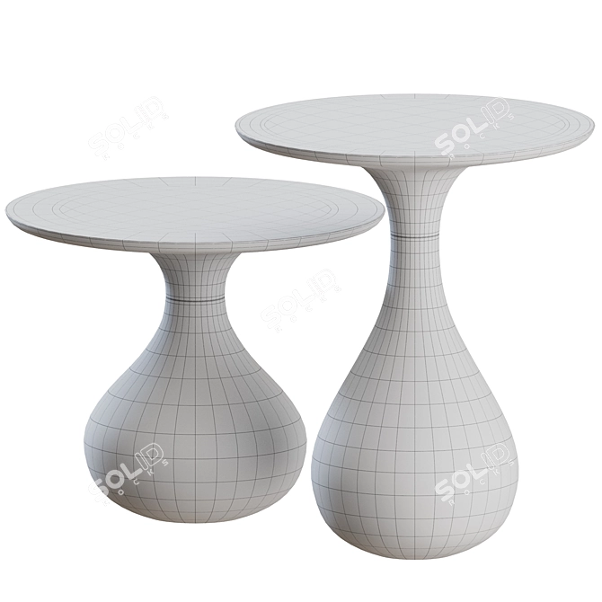 Modern Aqua Side Table Duo 3D model image 11