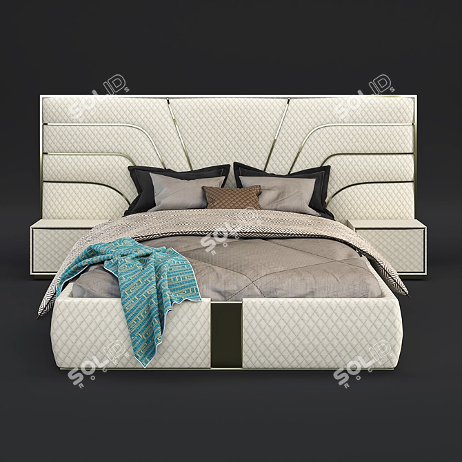 Modern Luxury King Size Bed 3D model image 1