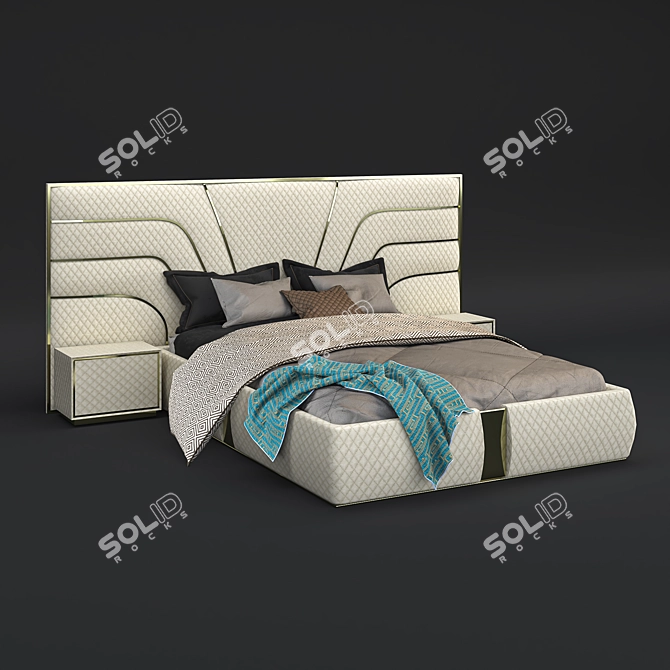 Modern Luxury King Size Bed 3D model image 2