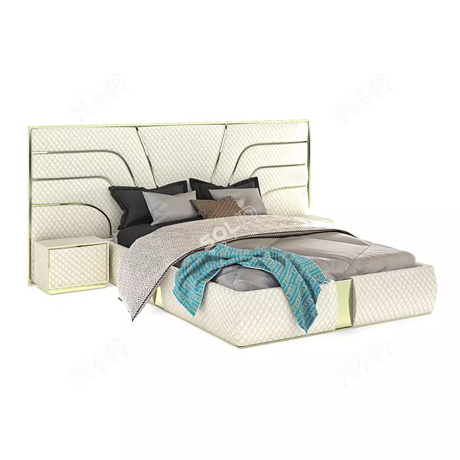 Modern Luxury King Size Bed 3D model image 4