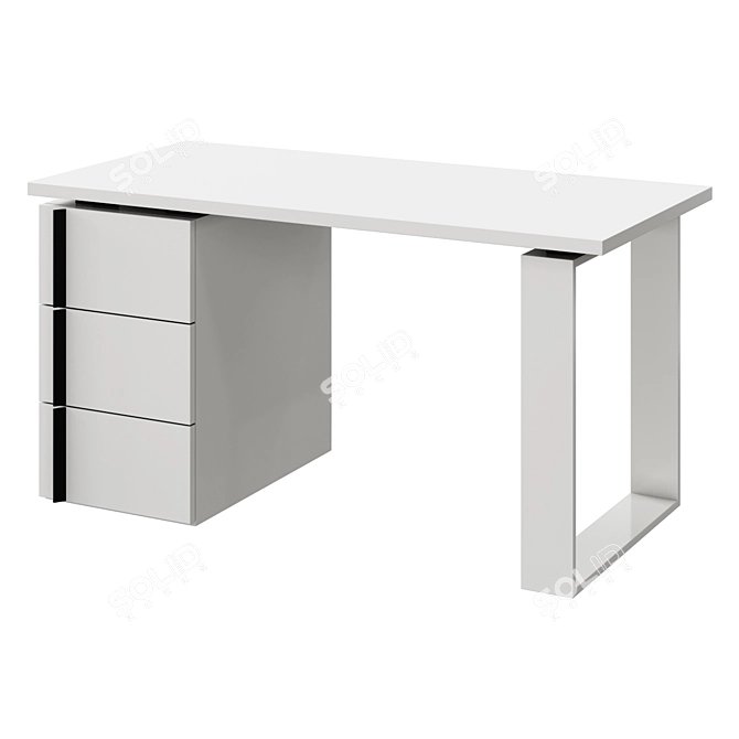 Large Desk with Cabinet 140x70cm 3D model image 1