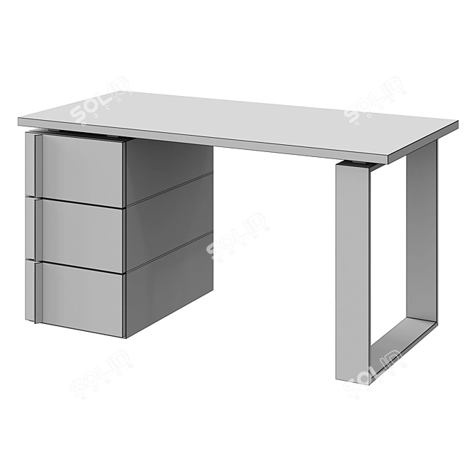 Large Desk with Cabinet 140x70cm 3D model image 2