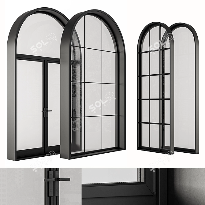  Contemporary Black Arched Windows 3D model image 1