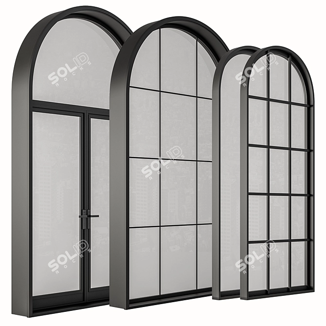  Contemporary Black Arched Windows 3D model image 4