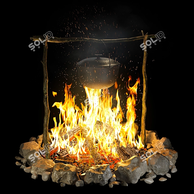 Campfire Cooking Pot Kit 3D model image 1