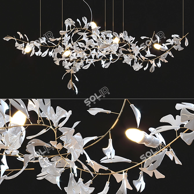 Elegant Gingko Chandelier Collection 3D model image 3