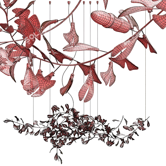 Elegant Gingko Chandelier Collection 3D model image 5