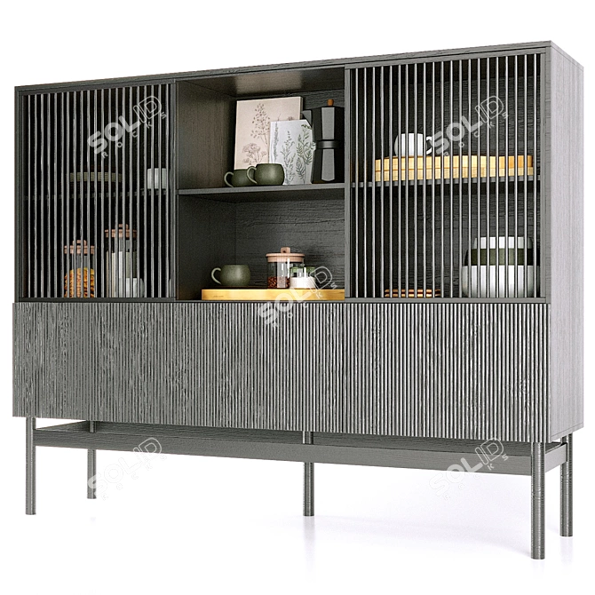 Oak Finish Kitchen Cabinet Eco-Friendly 3D model image 3