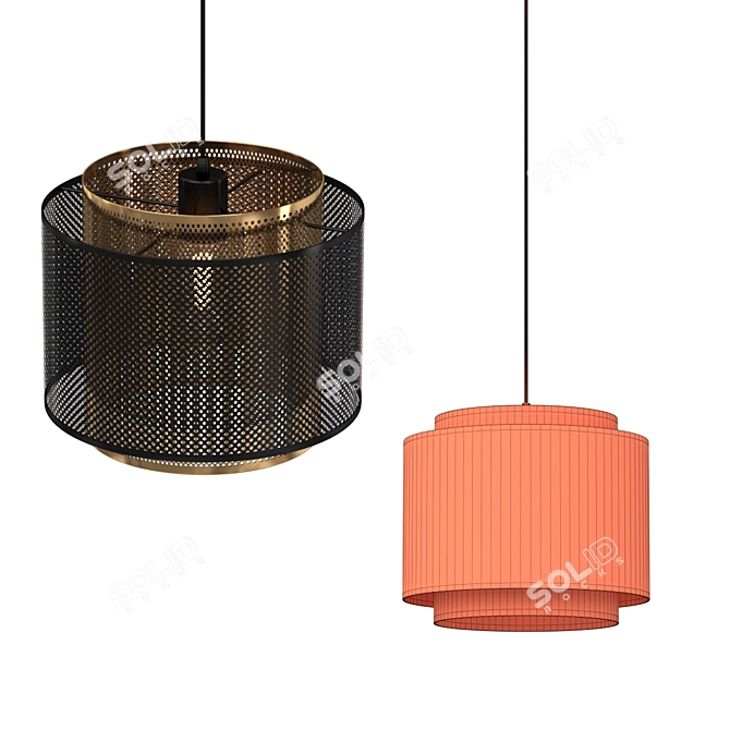 Modern Adjustable Three-Light Pendant 3D model image 3