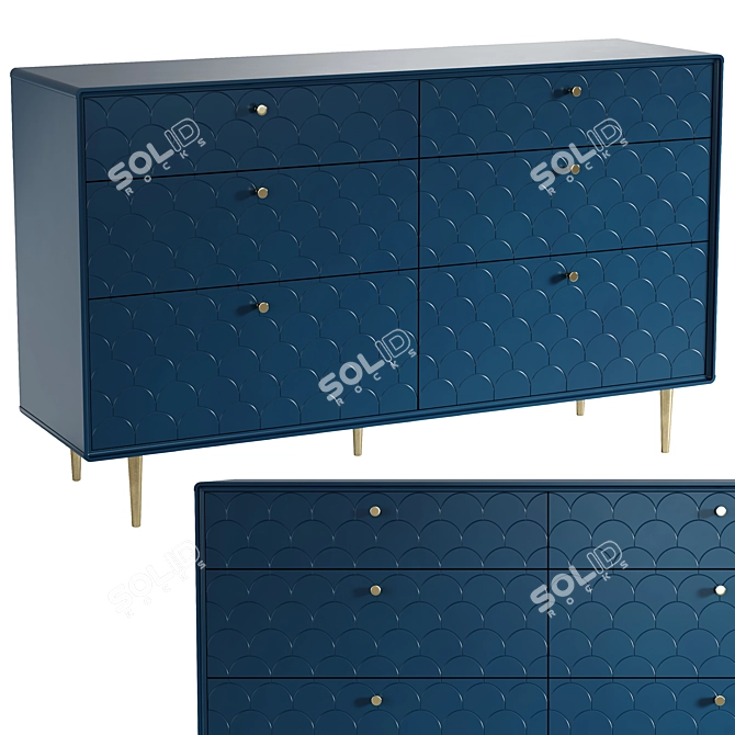 Luxore Blue Prussian Chest Drawers 3D model image 1