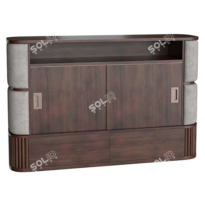 Handcrafted Walnut Bar Counter Set 3D model image 3