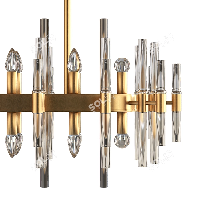 Contemporary Brass Glass Room Chandelier 3D model image 2