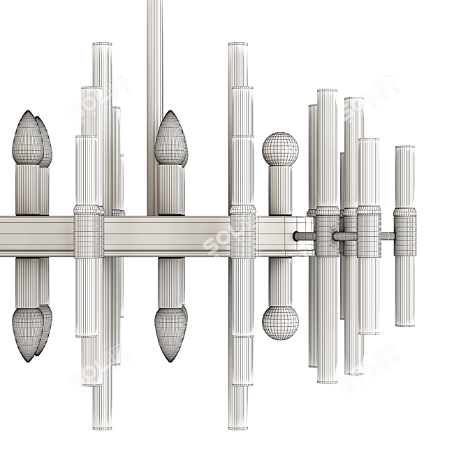 Contemporary Brass Glass Room Chandelier 3D model image 3