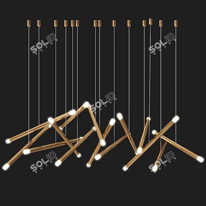 Sleek Glass Metal LED Chandelier 3D model image 1