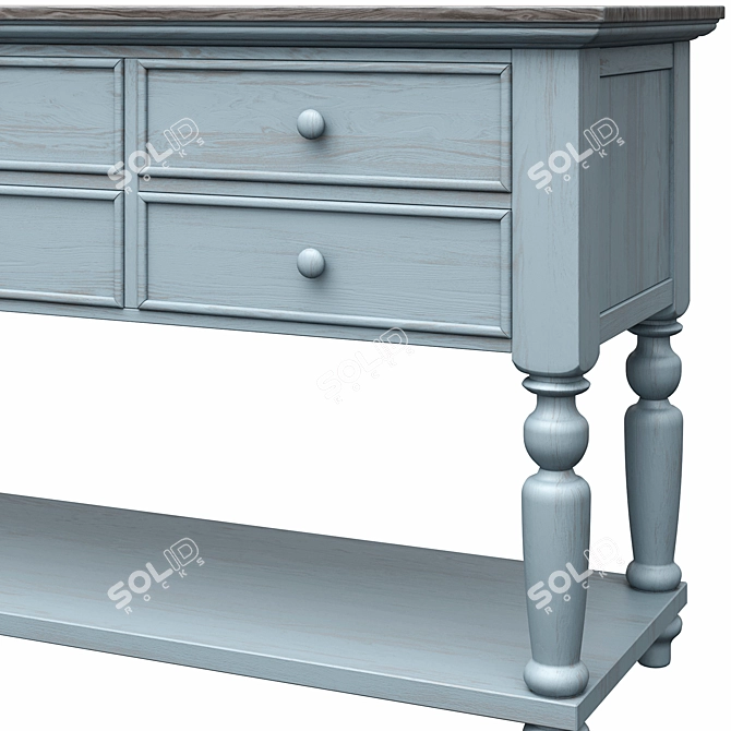 Rustic Blue Farmhouse Console 3D model image 3