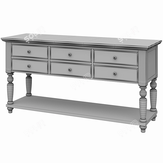 Rustic Blue Farmhouse Console 3D model image 4