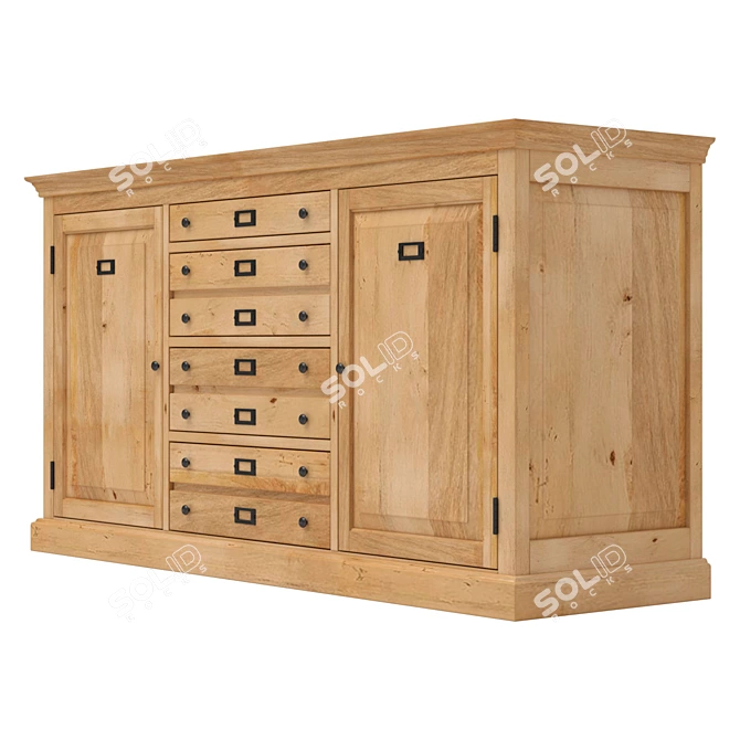 Academy Classic Wooden Buffet 3D model image 1