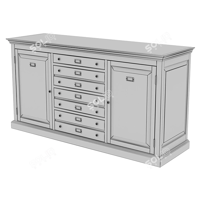Academy Classic Wooden Buffet 3D model image 6