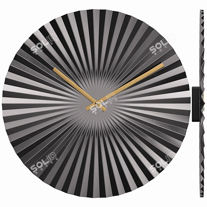 Gunmetal Statement Fan Wall Clock 3D model image 2