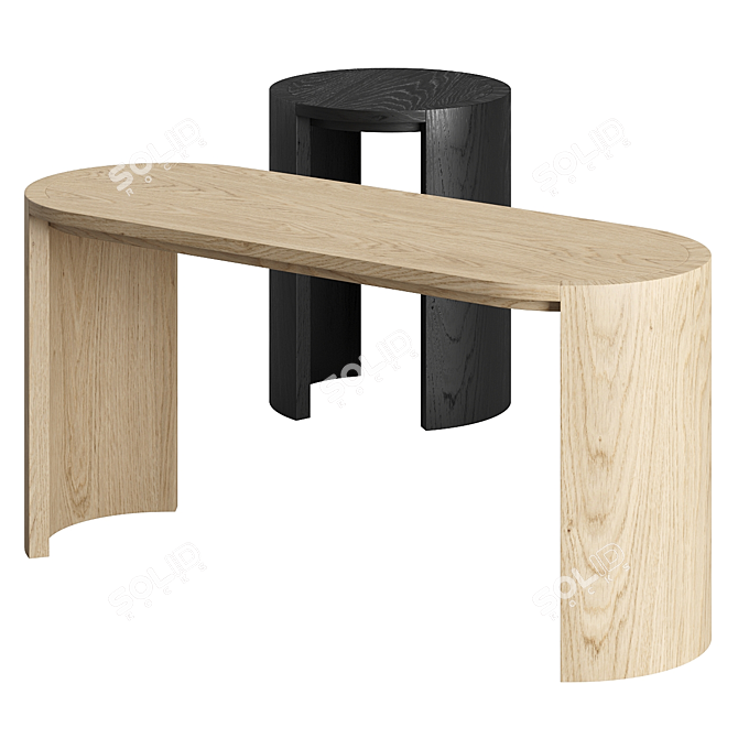 Modern Ash Side Tables Set 3D model image 1
