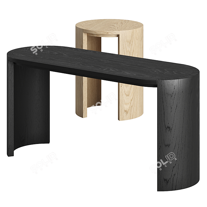 Modern Ash Side Tables Set 3D model image 2