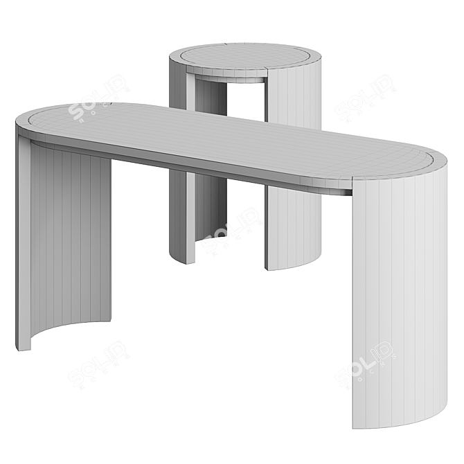 Modern Ash Side Tables Set 3D model image 3