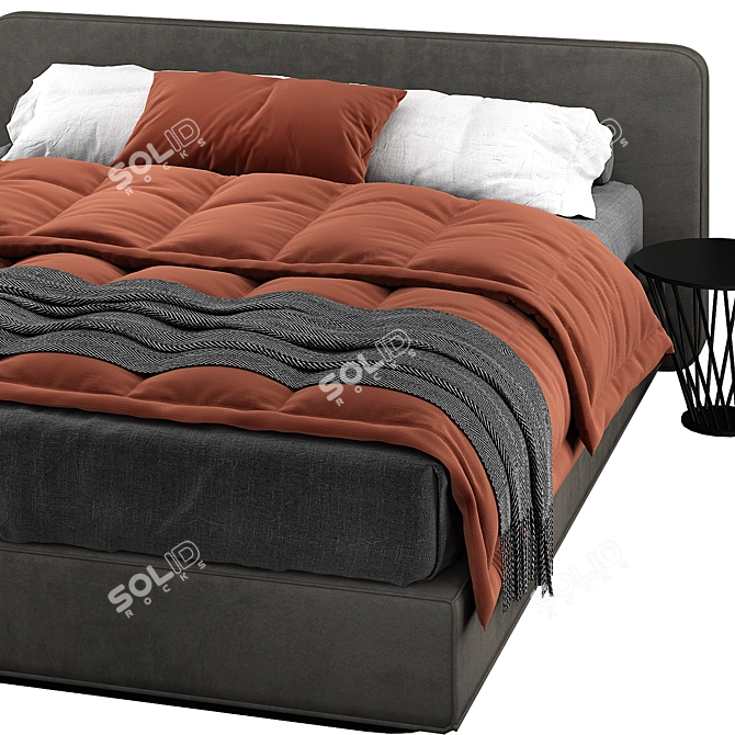 Sleek Minotti Roger Bed 3D model image 3