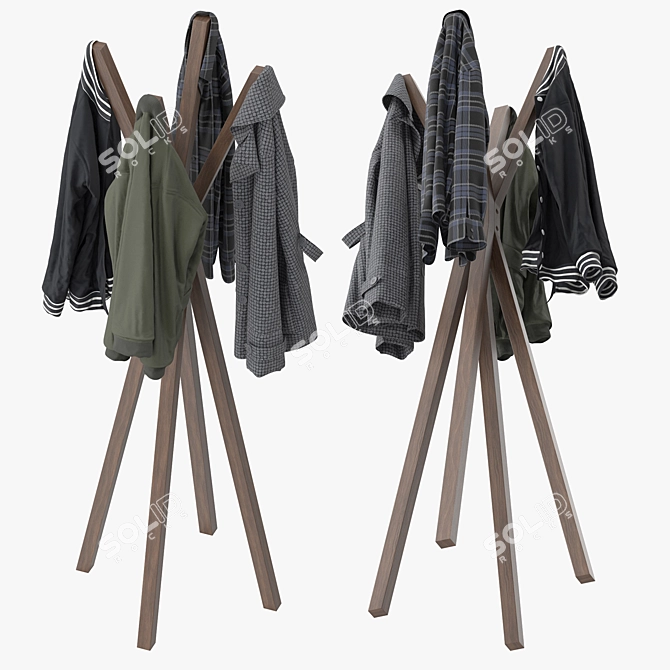 Modern Wall-Mounted Coat Rack 3D model image 3