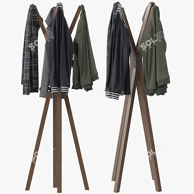 Modern Wall-Mounted Coat Rack 3D model image 4