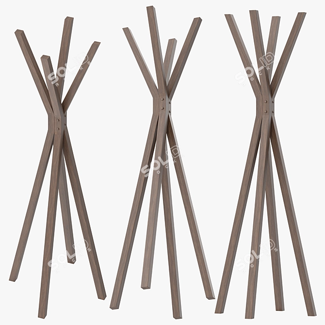 Modern Wall-Mounted Coat Rack 3D model image 5