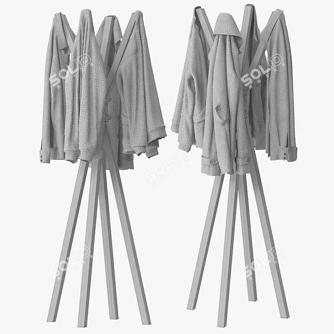 Modern Wall-Mounted Coat Rack 3D model image 6