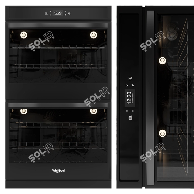 Whirlpool Black Stainless Kitchen Set 3D model image 4