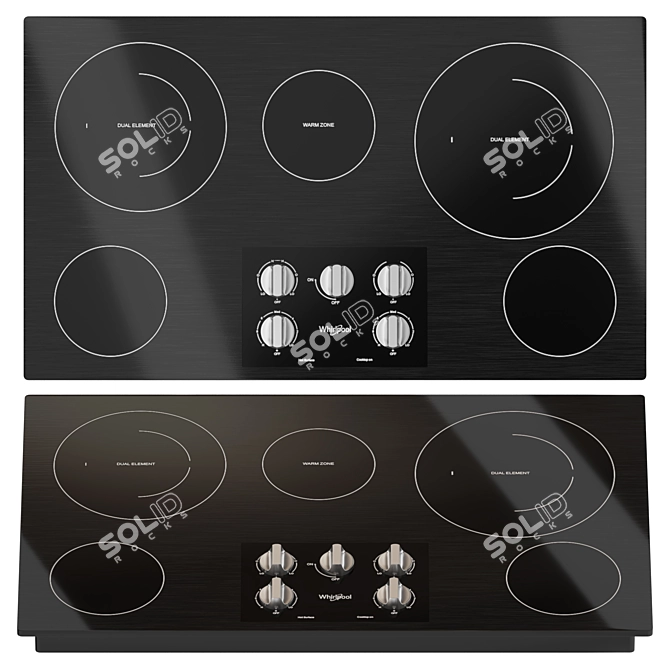 Whirlpool Black Stainless Kitchen Set 3D model image 5