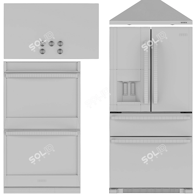 Whirlpool Black Stainless Kitchen Set 3D model image 6