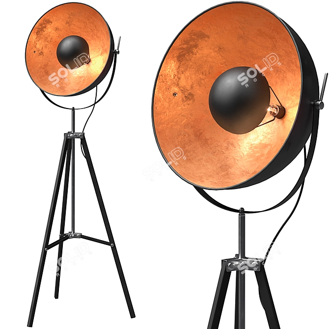 Modern Chicago Floor Lamp, Black 3D model image 2