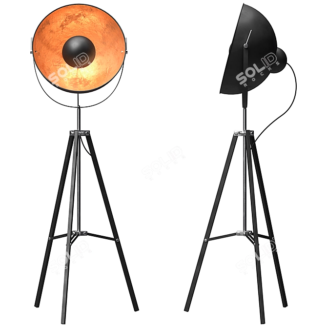Modern Chicago Floor Lamp, Black 3D model image 3
