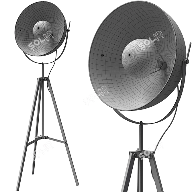 Modern Chicago Floor Lamp, Black 3D model image 4