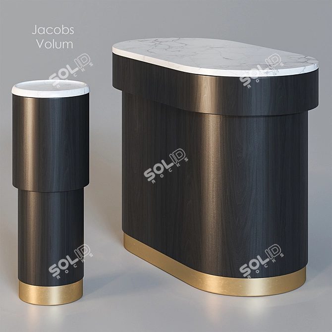 Modern Volumetric Side Table by Jacobs 3D model image 2