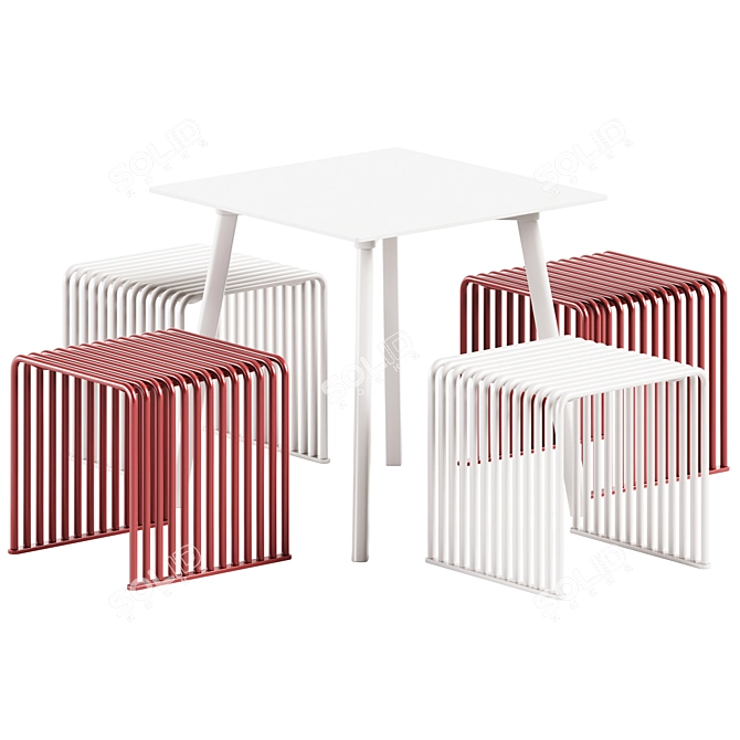 Modern Outdoor Table Stool Set 3D model image 1