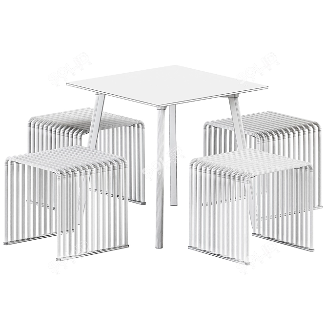 Modern Outdoor Table Stool Set 3D model image 2