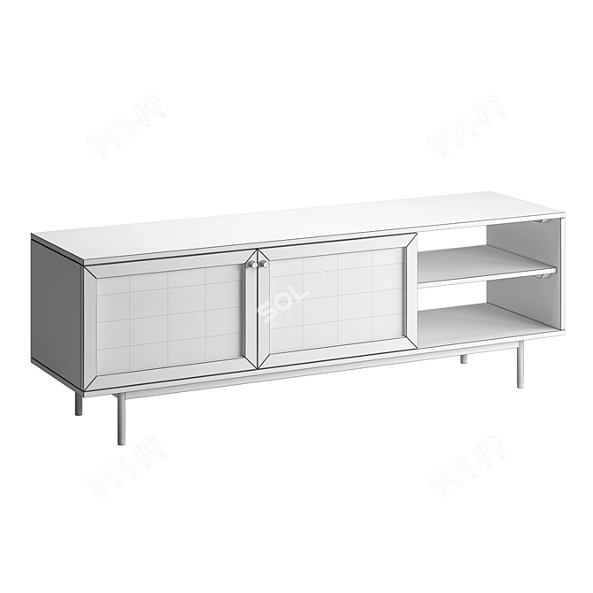 Modern Curtis TV Stand in Black 3D model image 5